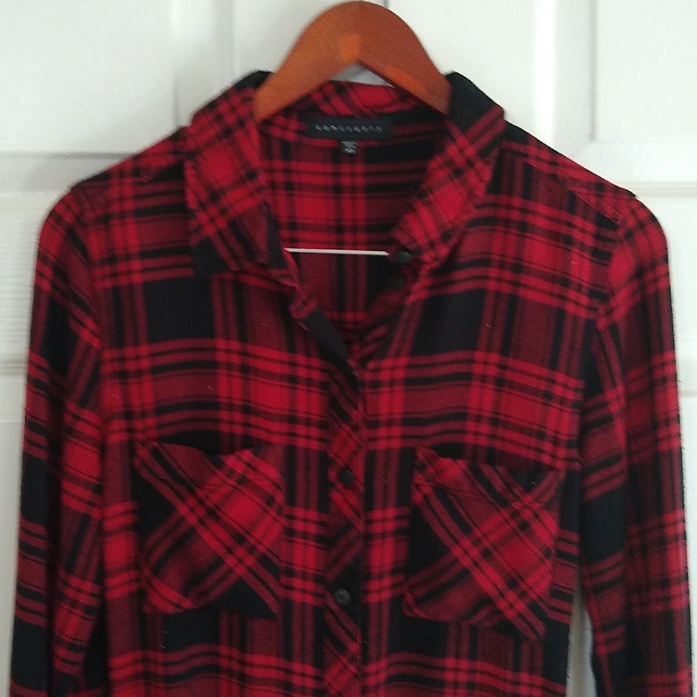 Sanctuary Buffalo plaid button down dress size xs - Picture 5 of 8